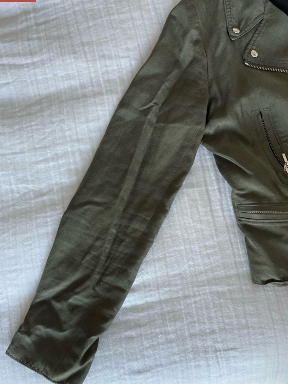 Club Monaco  Karpri Olive Green 
Moto Jacket Asymmetric Zip Biker
Coat  Sz S EUC - Picture 10 of 13